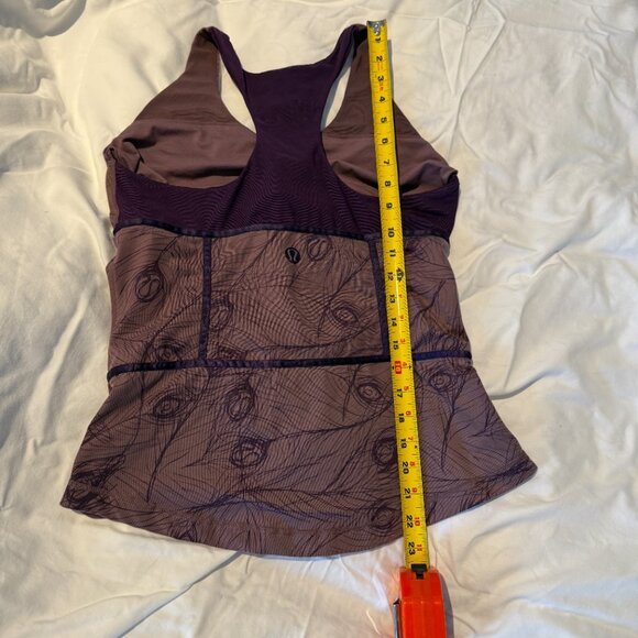 LULULEMON 10 Women's Purple Peacock Print Athletic Bra Tank No pads - Picture 6 of 10